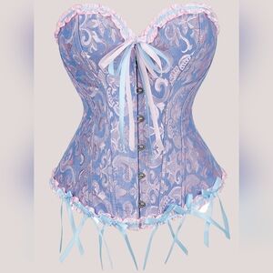Chic Pink and Lavender Corset with Lace-Up Design